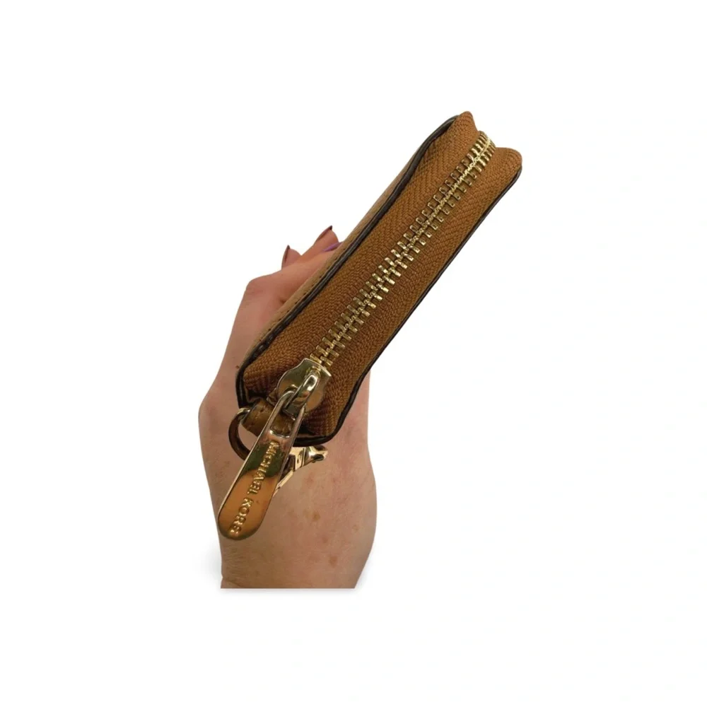 Michael Kors Pebbled Leather Zip Around Wristlet Wallet Brown